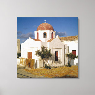Europe, Greece, Mykonos. Fishing nets dry on the Canvas Print