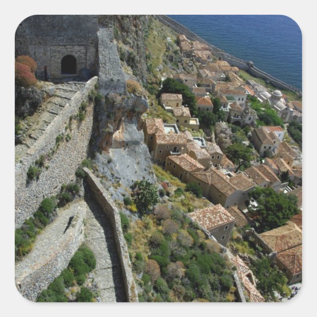 Europe, Greece, Peloponnese, Monemvasia Square Sticker (Front)