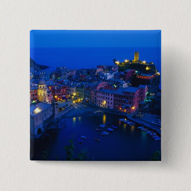 Europe, Italy, Cinque Terre, Vernazza. Hillside 15 Cm Square Badge (Front)