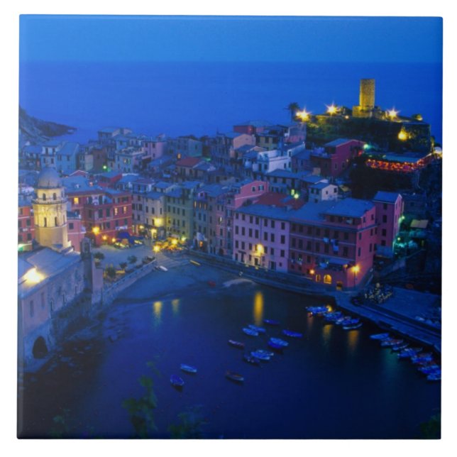 Europe, Italy, Cinque Terre, Vernazza. Hillside Tile (Front)