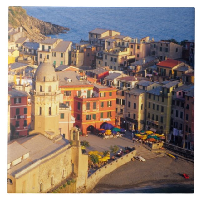 Europe, Italy, Cinque Terre. Village of Vernazza Tile (Front)