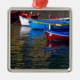 Europe, Italy, Cinque Terry, boats in Vernazza Metal Tree Decoration