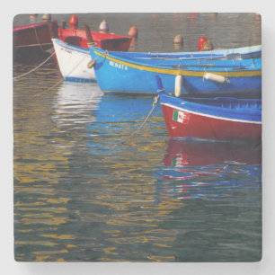 Europe, Italy, Cinque Terry, boats in Vernazza Stone Coaster