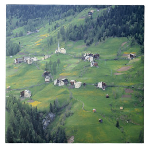 Europe, Italy, Dolomite Alps. This tiny village Tile