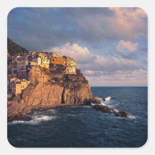 Europe, Italy, Manarola. The cliff-nestled Square Sticker