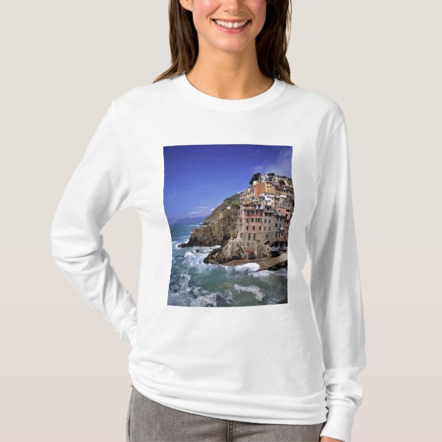 Europe, Italy, Riomaggiore. Riomaggiore is built T-Shirt (Front)