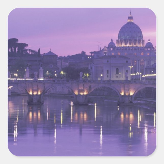 Europe, Italy, Rome. St. Peter's and Ponte Sant Square Sticker (Front)