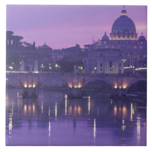 Europe, Italy, Rome. St. Peter's and Ponte Sant Tile