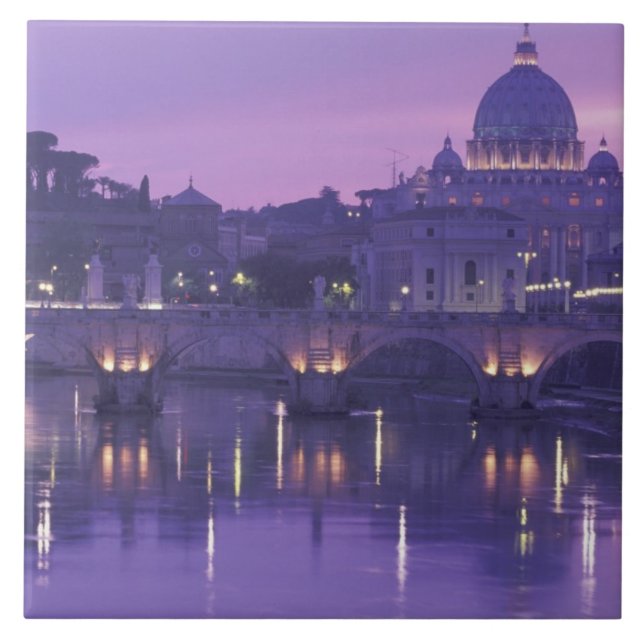 Europe, Italy, Rome. St. Peter's and Ponte Sant Tile (Front)