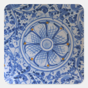 Europe, Italy, Sicily, Taormina. Traditional 5 Square Sticker