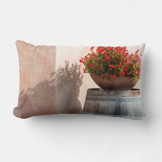 Europe, Italy, Tuscany. Flower pot Lumbar Cushion (Front)