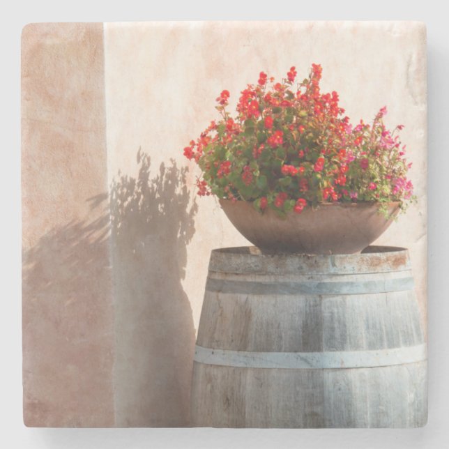 Europe, Italy, Tuscany. Flower pot Stone Coaster (Front)
