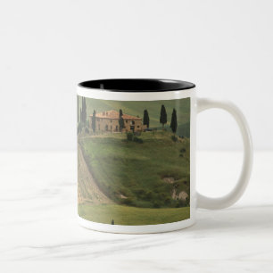 Europe, Italy, Tuscany, Val d' Orcia, Tuscan Two-Tone Coffee Mug