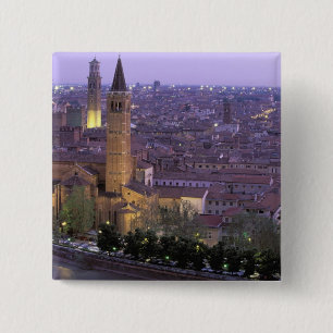 Europe, Italy, Veneto, Verona. View from Castel 15 Cm Square Badge