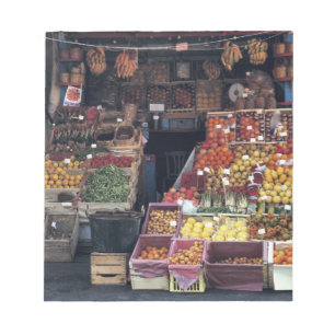 Europe, Italy, Venice area. Colourful fruits and Notepad