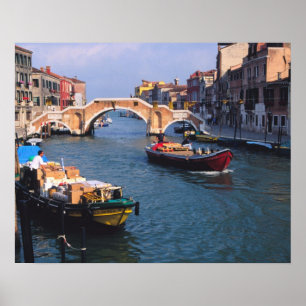 Europe, Italy, Venice. Boats bringing in Poster
