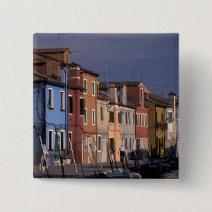 Europe, Italy, Venice. Multi, coloured houses 15 Cm Square Badge