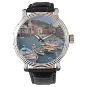 Europe, Italy, Vernazza. Brightly painted boats Watch
