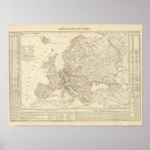 Europe map 3 poster