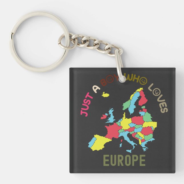 Europe Map and Flag Key Ring (Front)