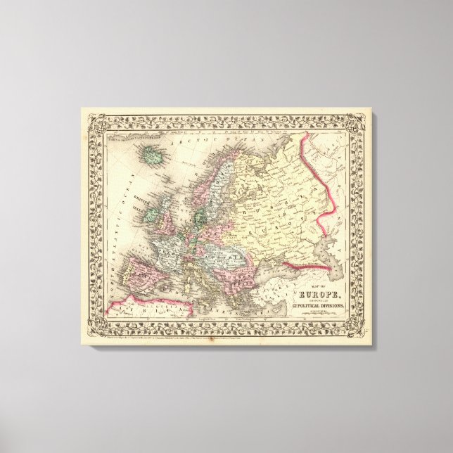 Europe Map by Mitchell Canvas Print (Front)