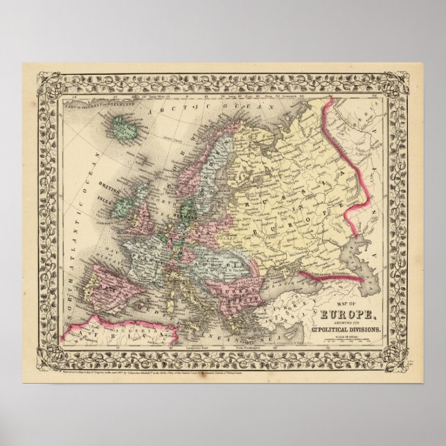 Europe Map by Mitchell Poster (Front)