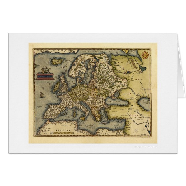 Europe Map By Ortelius 1570 (Front Horizontal)