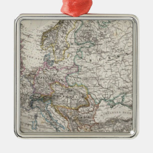 Europe Map by Stieler Metal Tree Decoration