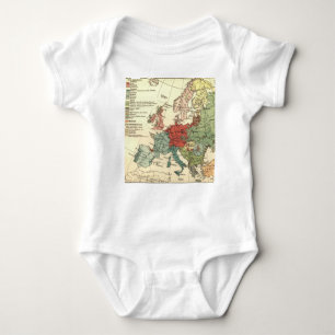 Europe Map Countries World Antique Baby Bodysuit