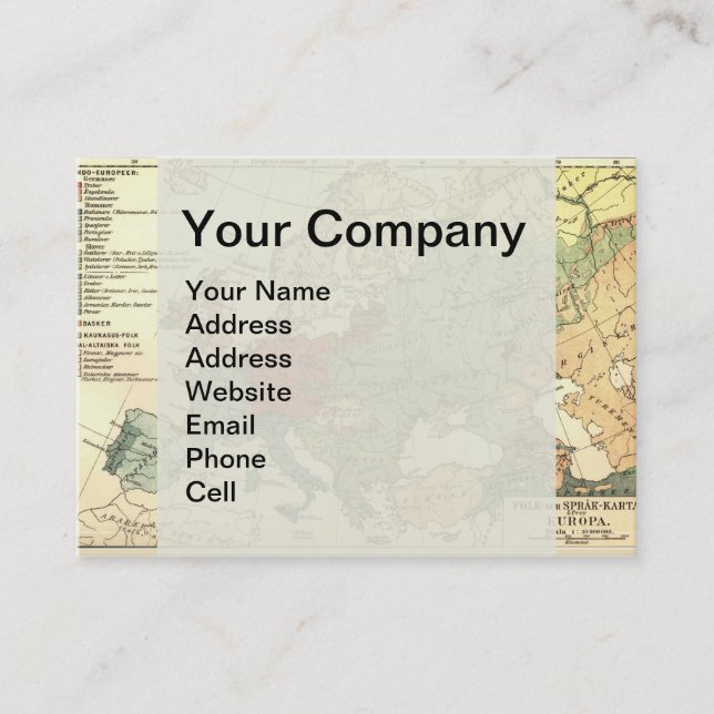 Europe Map Countries World Antique Business Card (Front)