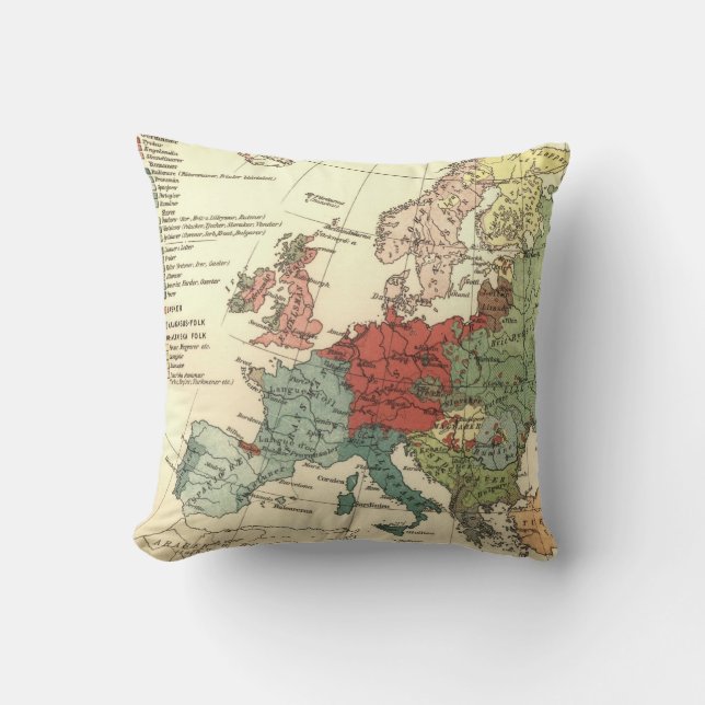 Europe Map Countries World Antique Cushion (Front)