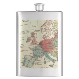 Europe Map Countries World Antique Hip Flask