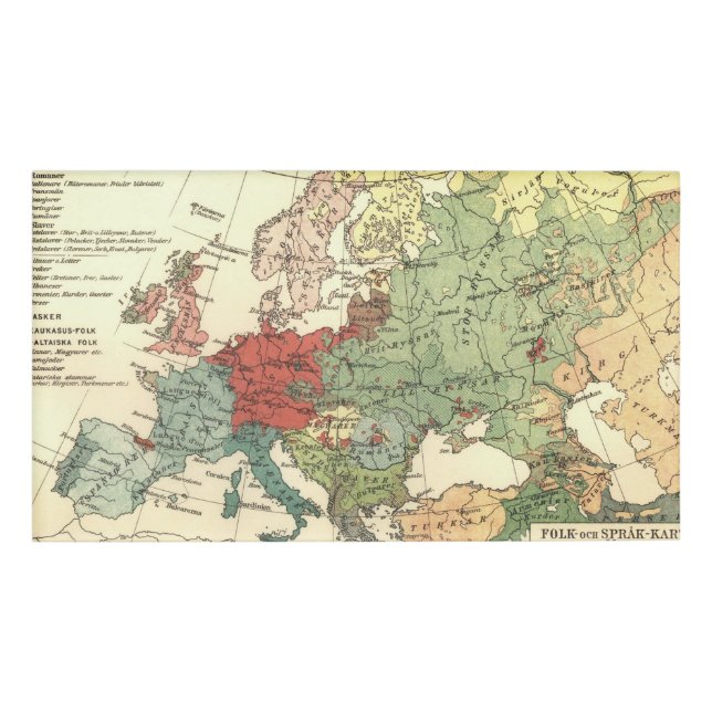 Europe Map Countries World Antique Name Tag (Front)