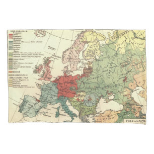 Europe Map Countries World Antique Pillowcase