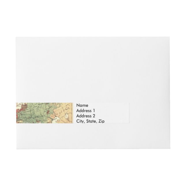 Europe Map Countries World Antique Wraparound Address Label (Front)