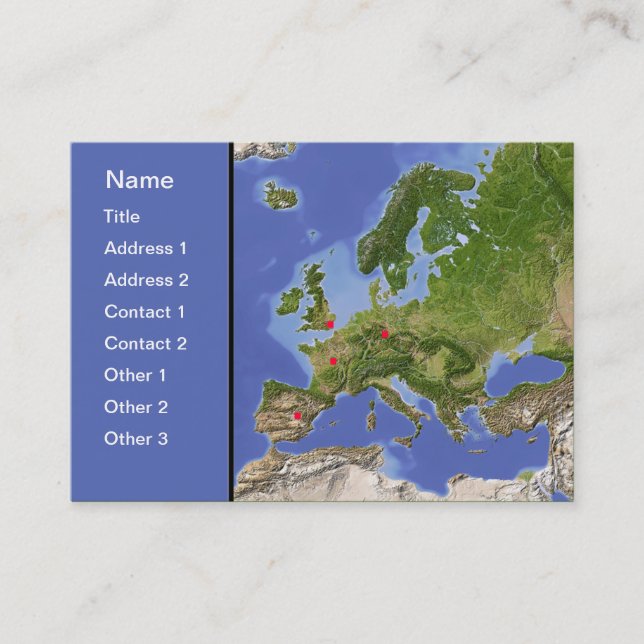 Europe map, customisable! business card (Front)