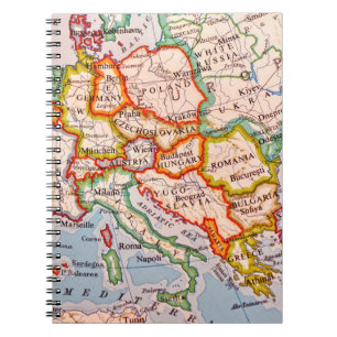 Europe map globe countries states notebook