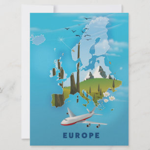 Europe Map landscape travel poster Invitation