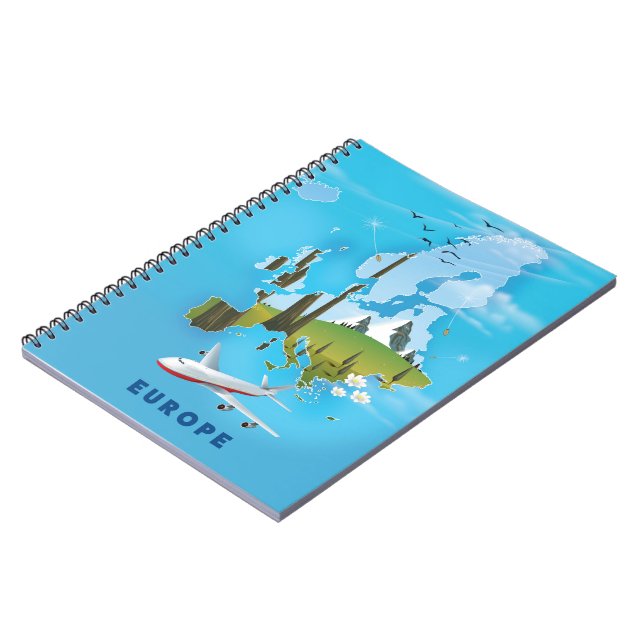 Europe Map landscape travel poster Notebook (Left Side)