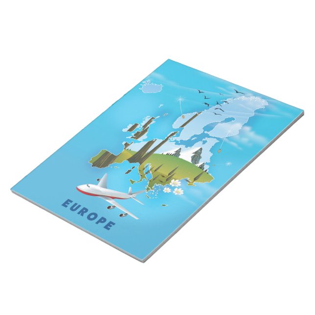 Europe Map landscape travel poster Notepad (Angled)
