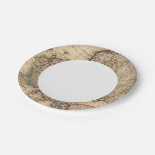 Europe map paper plate