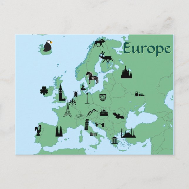 Europe Map Postcard (Front)