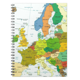 Europe map spiral notebook