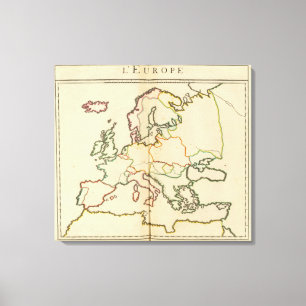 Europe, Mountains and Rivers Outline Canvas Print