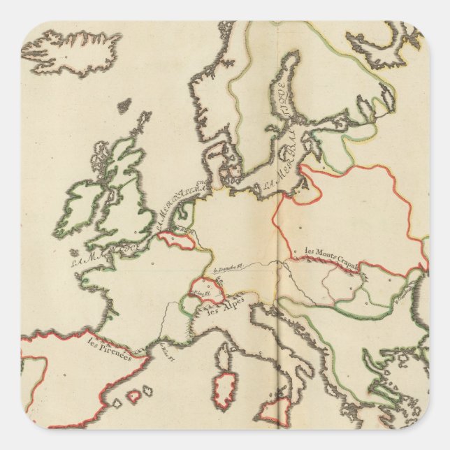 Europe, Mountains and Rivers Square Sticker (Front)