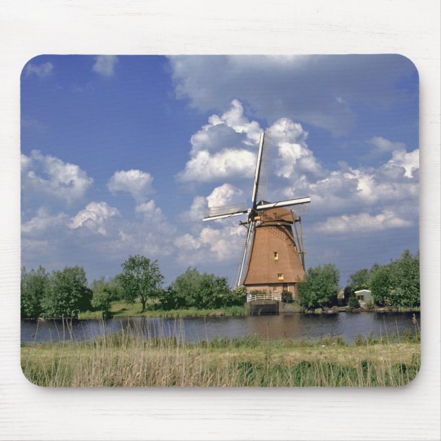 Europe, Netherlands, Kinerdijk. A windmill sits Mouse Pad (Front)