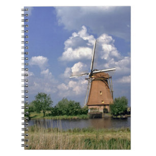 Europe, Netherlands, Kinerdijk. A windmill sits Spiral Notebook
