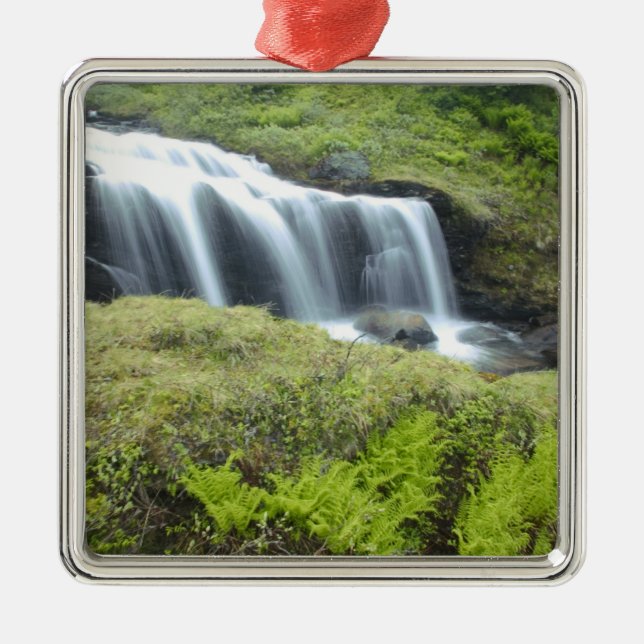 Europe, Norway. Waterfall. Metal Tree Decoration (Front)