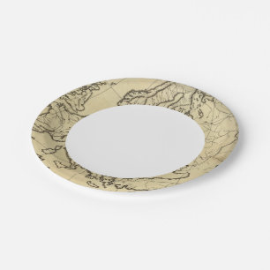 Europe outline map paper plate