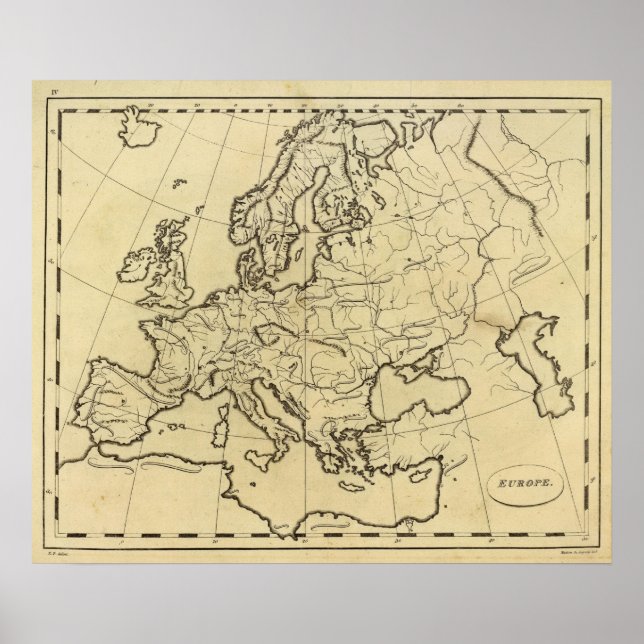 Europe outline map poster (Front)